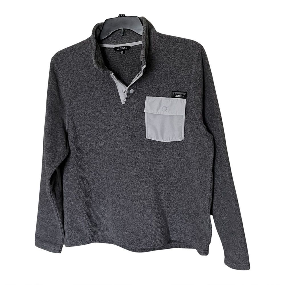 Simply Southern Gray Quarter Snap Pullover Fleece Mock Neck Jacket Size Medium